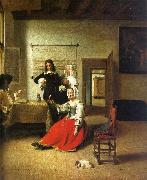 Pieter de Hooch Woman Drinking with Soldiers Sweden oil painting reproduction